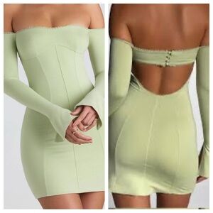 Princess Polly suki Green Off-Shoulder Bodycon Dress